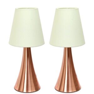Set of 2 Copper Table Lamps | Mid-Century Modern | White Shades